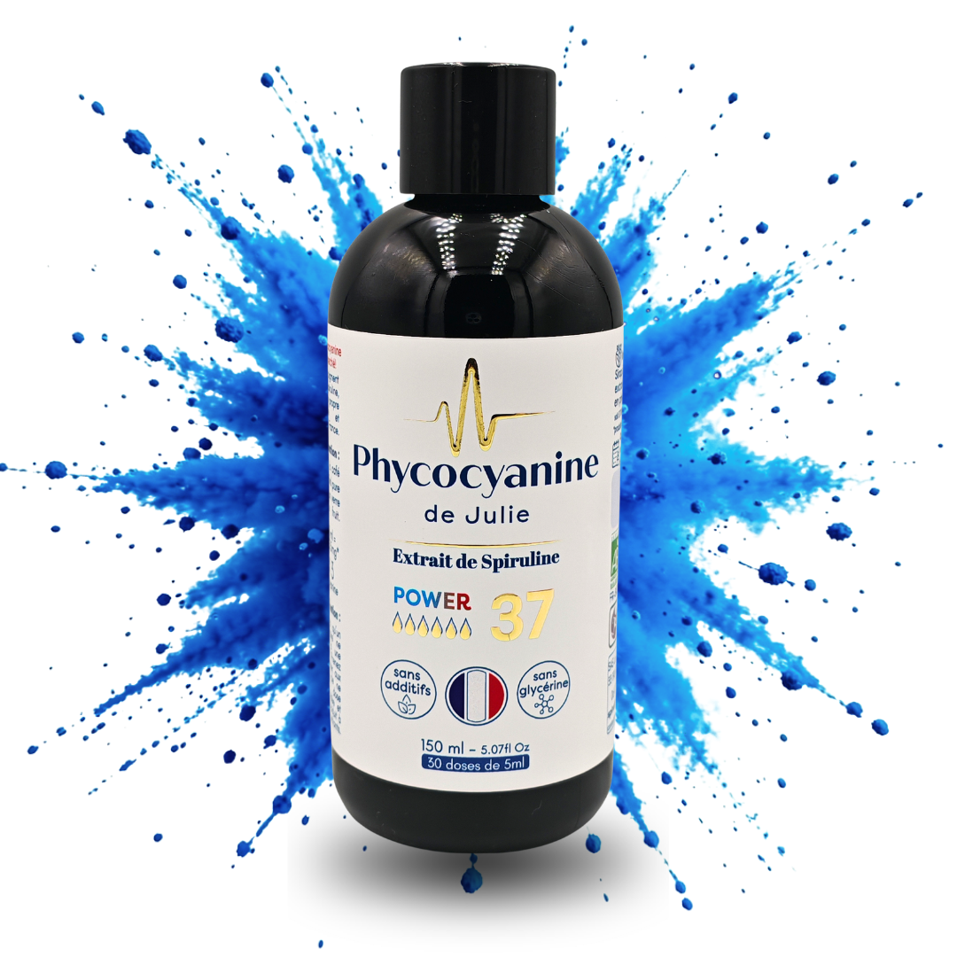 Présentation bouteille de phycocyanine power 37 (37g/L) en 150 ml